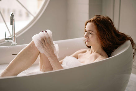 woman taking a bath