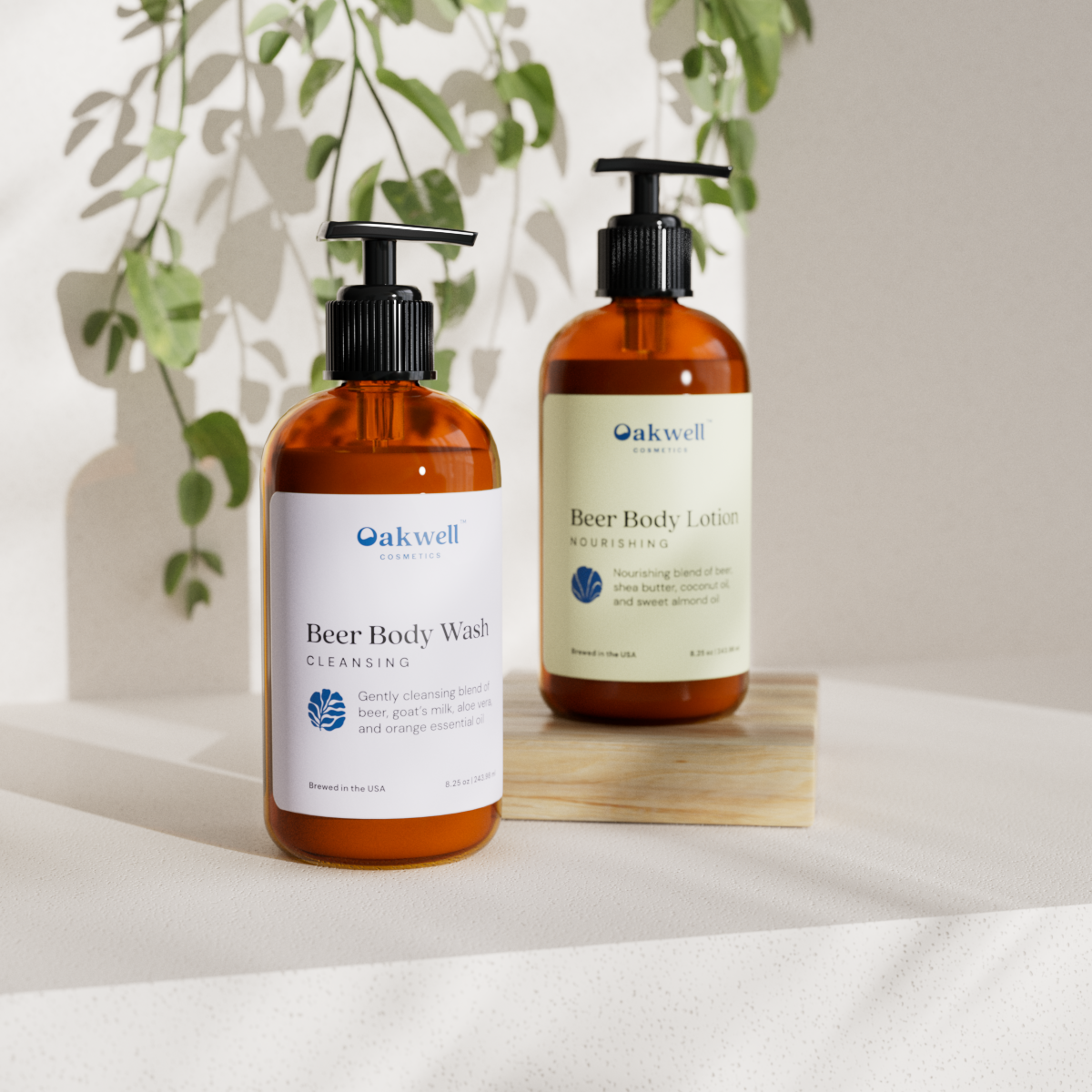 Oakwell Beer Body Lotion nourishing, Beer Body Wash cleansing
