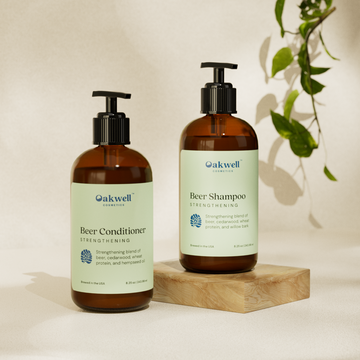 Oakwell Beer Conditioner strengthening, Beer Shampoo strengthening