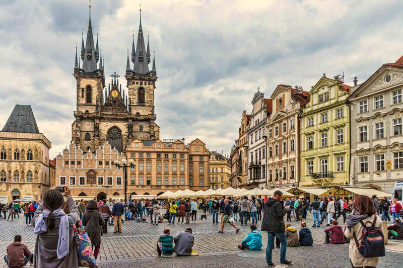 Pedestrians in square in Czech Republic