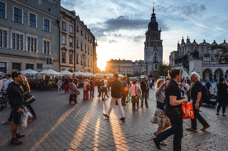 Pedestrians in square in Poland